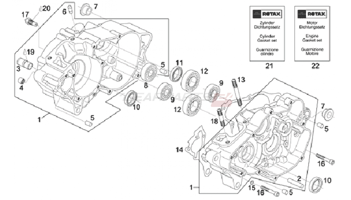 Originalersatzteile Kurbelwellengehäuse für Rotax 122