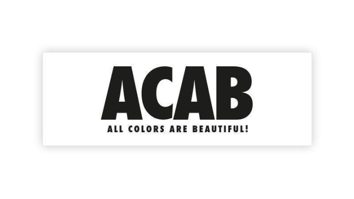 Aufkleber ACAB - All Colors Are Beautiful! Stickergröße: 105mm x