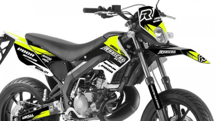 Dekor Radical Racing V4 Derbi Senda Bj. 11-17, Neongelb/Schwarz/Weiß